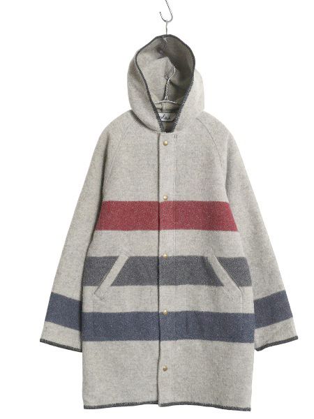【お得なクーポン配布中!】 70s USA製 ウールリッチ フード付き ウール ハーフ コート メンズ S ヴィンテージ パーカー ジャケット ネイティブ ボーダー ブランケット