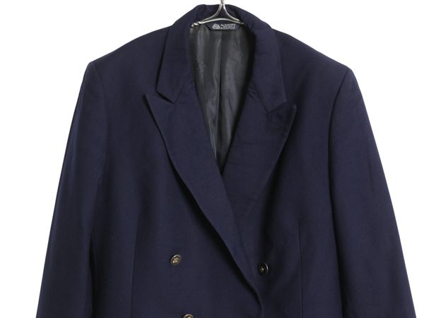 な ! 90 s バーバリー プローサム ダブルブレスト テーラード ジャケット レディース L 程 古着 ウール ブレザー 紺ブレ 金ボタン