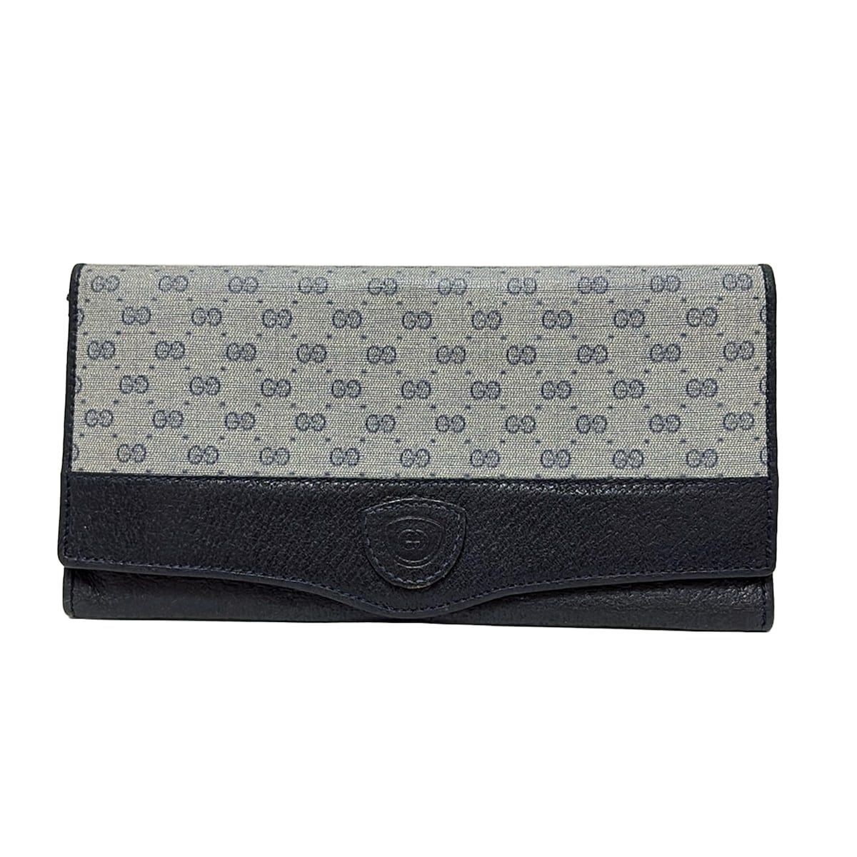 GUCCI グッチ 長財布 マイクロGG ダークネイビー×ライトグレー レザー
