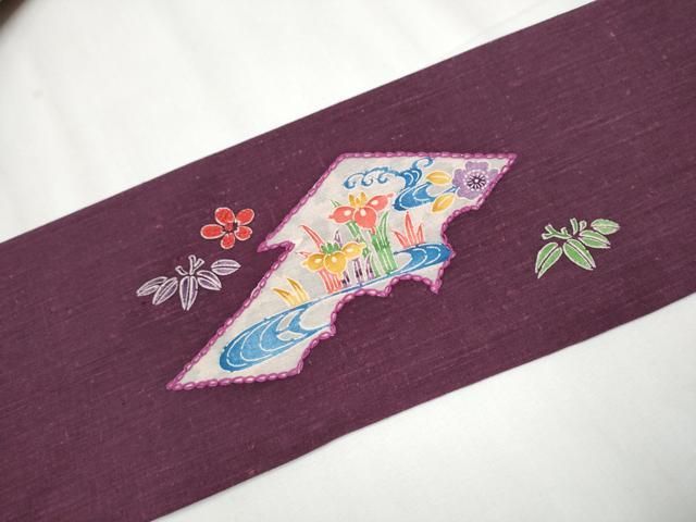 型染め 雲取り草花文