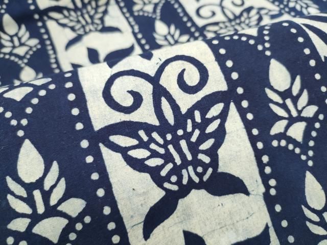 平和屋着物○全通柄 九寸名古屋帯 型染め 花鳥文 綿 逸品 CABB0578hy