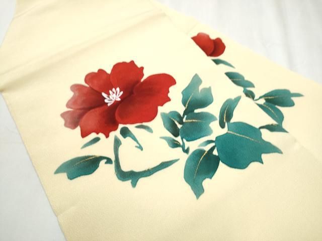 平和屋着物 九寸名古屋帯 枝花文 金彩 鬼しぼ縮緬 正絹 hy