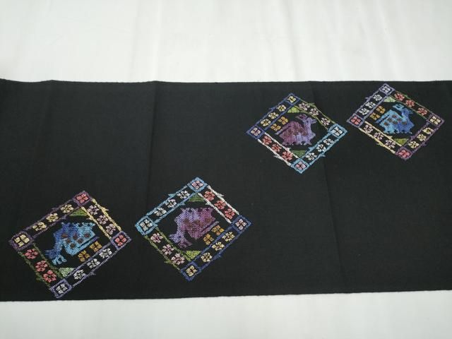  平和屋着物 本場筑前博多織 八寸名古屋帯 有栖川錦 黒地 正絹 hy 名古屋帯 帯