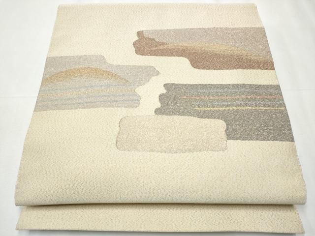 平和屋着物 爪掻き本綴れ 八寸名古屋帯 霞文 金銀糸 正絹 hy