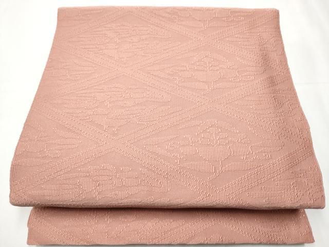 平和屋着物●八寸名古屋帯　手織綴れ　菱花鳥文　ときがら茶色　正絹　逸品　CABB0597hy 平和屋着物○八寸名古屋帯 手織綴れ 菱花鳥文 ときがら茶色