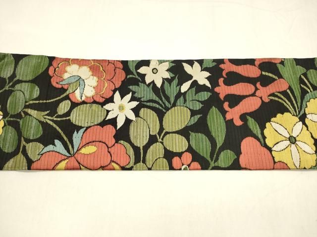 九寸名古屋帯 草花文