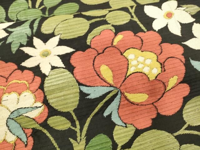 草花文 黒地