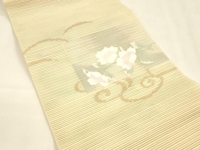 平和屋着物 夏物 絽綴れ 八寸名古屋帯 露芝枝花文 金銀糸 正絹 cm