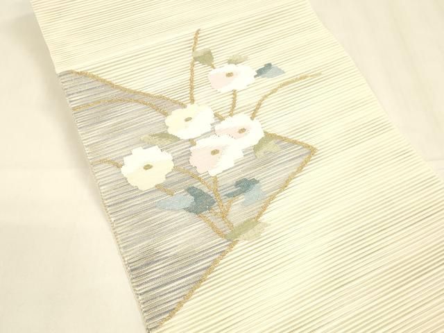 平和屋着物 夏物 絽綴れ 八寸名古屋帯 枝花文 金銀糸 正絹 cm