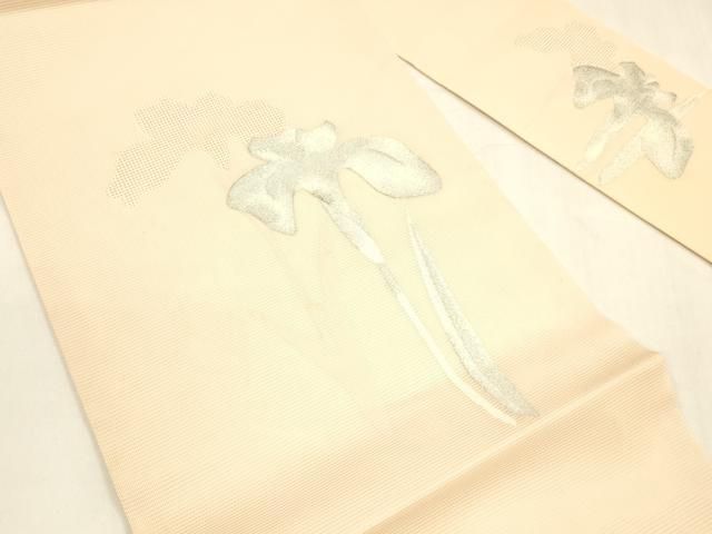 平和屋着物 夏物 九寸名古屋帯 杜若 銀糸 正絹 cm