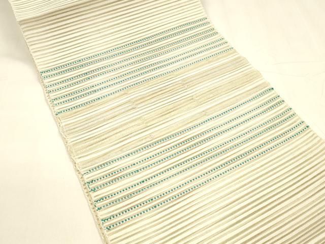 平和屋着物 夏物 八寸名古屋帯 横段文 金銀糸 正絹 cm