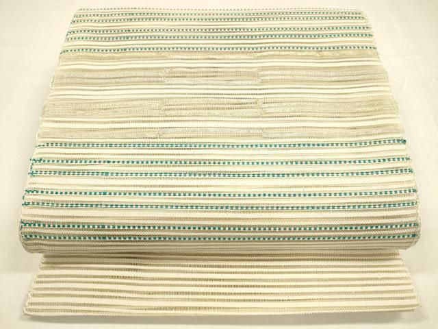 平和屋着物 夏物 八寸名古屋帯 横段文 金銀糸 正絹 cm