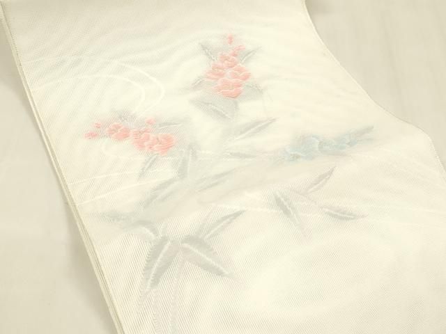 平和屋着物 夏物 八寸名古屋帯 流水草花文 金糸 cm