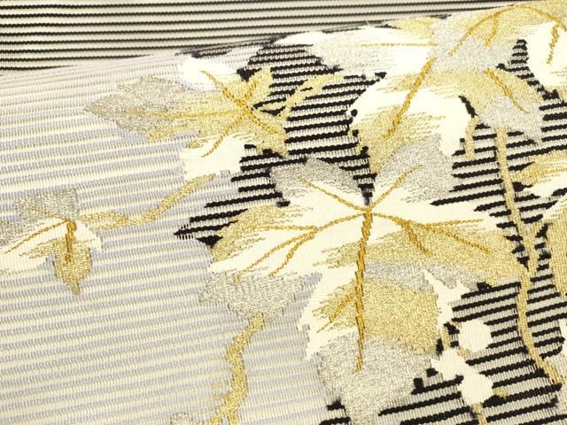  平和屋着物 夏物 太鼓柄袋帯 蔦の葉文 金銀糸 やまと誂製 正絹 cm 袋帯 帯