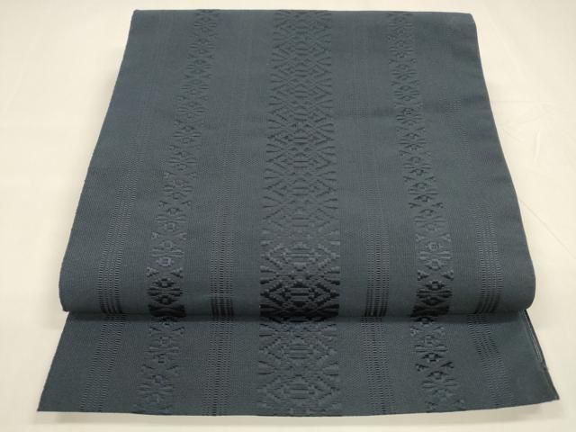 平和屋着物 夏物 博多織 八寸名古屋帯 献上 濃藍色 cm