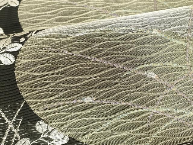  平和屋着物 夏物 六通柄袋帯 蛍草葉文 黒地 金銀糸 正絹 cm 袋帯 帯