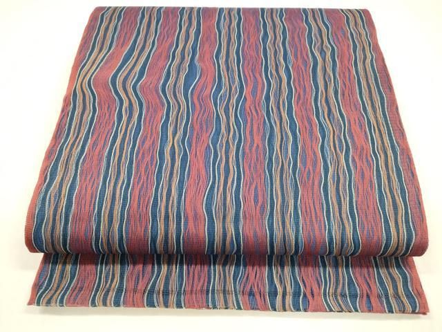 平和屋着物 夏物 全通柄袋帯 櫛織 間道 正絹 cm