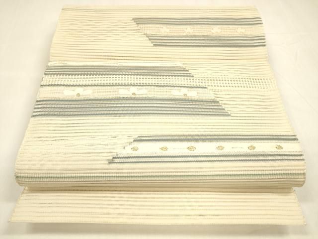 平和屋着物 夏物 絽綴れ 八寸名古屋帯 横段花文 金銀糸 正絹 cm