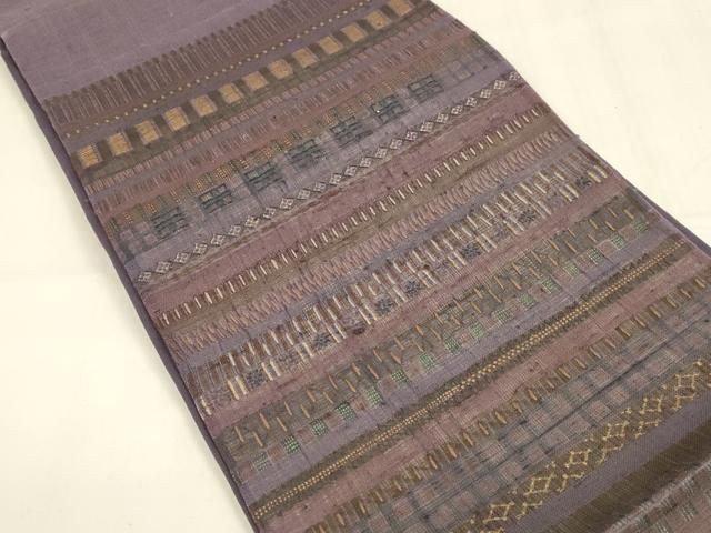 平和屋着物 夏物 太鼓柄袋帯 生紬 刺繍 横段文 正絹 cm