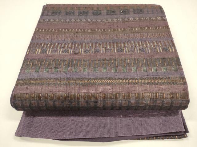 平和屋着物 夏物 太鼓柄袋帯 生紬 刺繍 横段文 正絹 cm