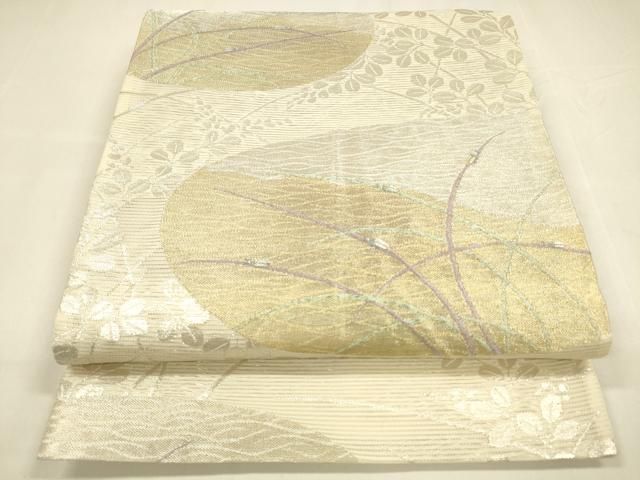 平和屋着物 夏物 六通柄袋帯 蛍草葉文 金銀糸 正絹 cm