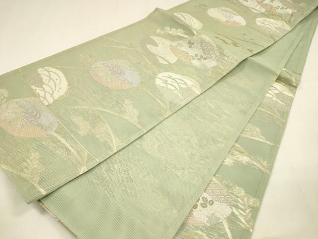  平和屋着物 夏物 六通柄袋帯 貝合わせ流水露芝文 金銀糸 正絹 cm 袋帯 帯