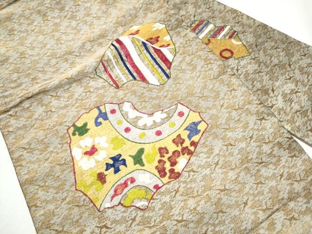 平和屋着物 九寸名古屋帯 総刺繍 花鳥文 金糸 正絹 hy