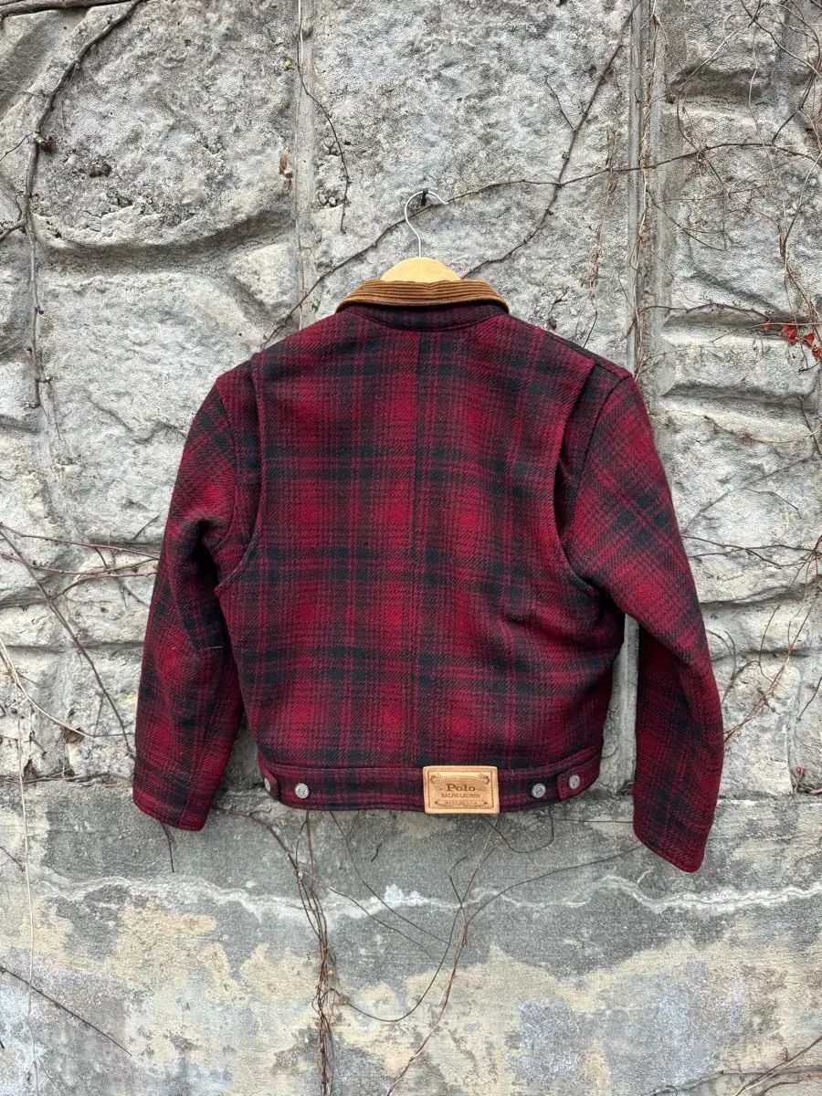 80 s ポロラルフローレン バッファロー チェック コーデュロイ カラ ウール ジョンガリー ジャケット