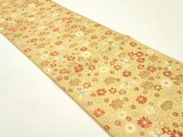 平和屋着物 西陣 浅野織屋謹製 六通柄 本袋帯 唐織 飛鶴花唐草文 金糸 証紙付き 正絹 ob