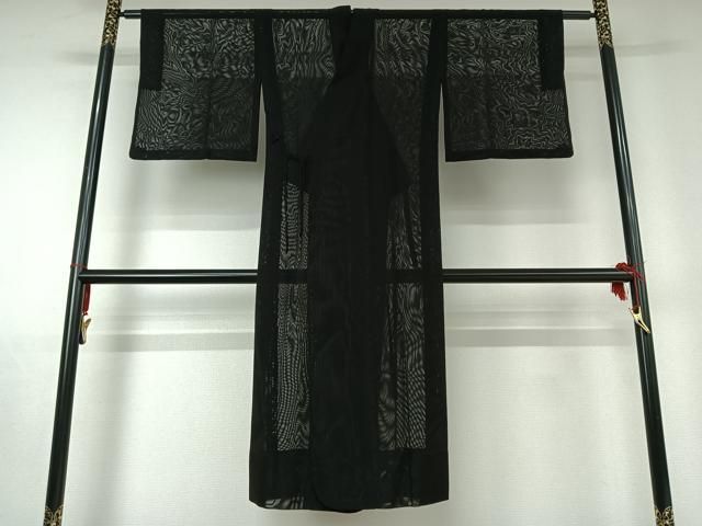 平和屋着物 道中着 スリーシーズン 春夏秋 塵除け 濡羽色 黒地 正絹 jh