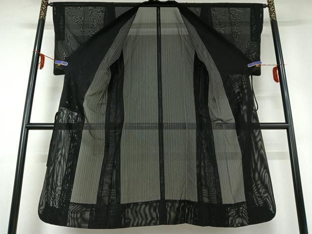 平和屋着物 道中着 スリーシーズン 春夏秋 塵除け 濡羽色 黒地 正絹 jh