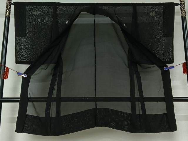 平和屋着物 男性 黒紋付 羽織 スリーシーズン 春夏秋 塵除け 正絹 jh