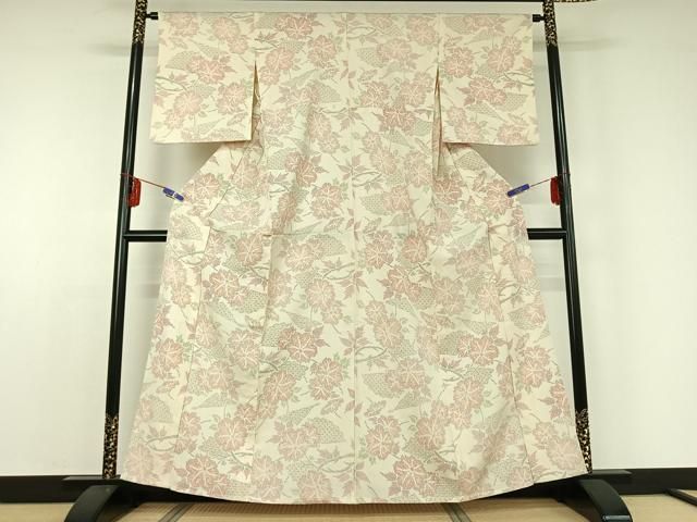平和屋着物▽本塩沢　単衣　草花文　正絹　逸品　AABD9462jh 平和屋着物▽本塩沢 単衣 草花文 正絹 逸品 AABD9462jh 【公式通販】