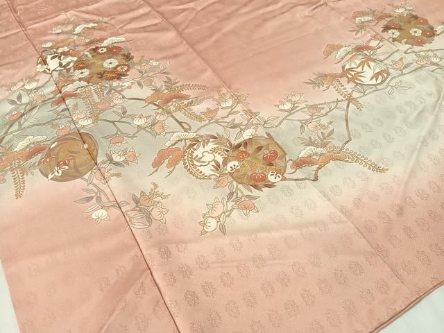 平和屋着物○創業460年・千總 訪問着 駒刺繍 枝花丸文 暈し染め 金彩