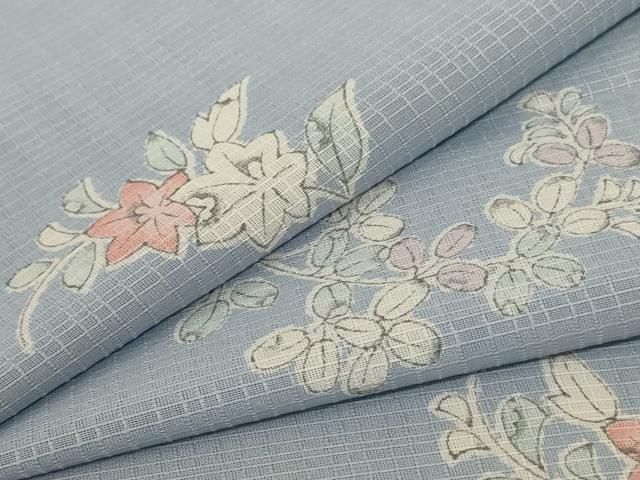 平和屋着物＊夏物 小紋 紗 草花文 AABD8913jd