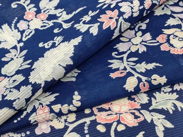 平和屋着物 夏物 小紋 絽 草花文 正絹 jd