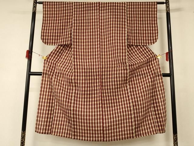 平和屋着物 夏物 小紋 紗 格子 正絹 jd