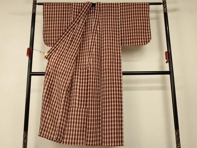 平和屋着物 夏物 小紋 紗 格子 正絹 jd 小紋 着物