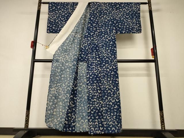  平和屋着物 夏物 小紋 絽 舞蝶文 正絹 jd 小紋 着物