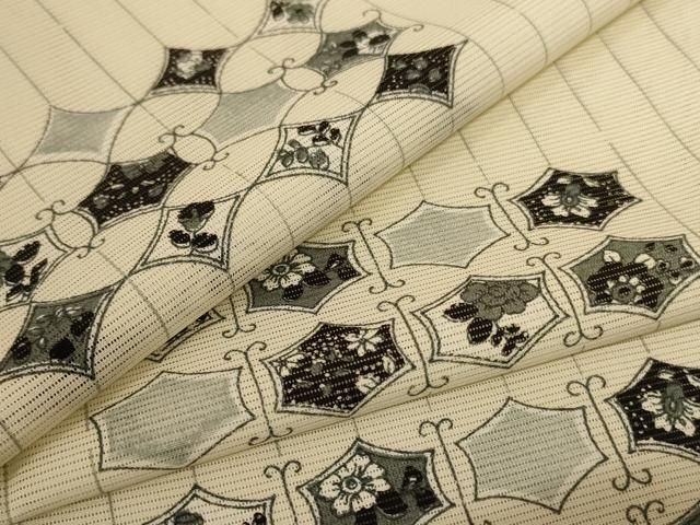 平和屋着物 夏物 小紋 絽 亀甲花文 洗える着物 jd