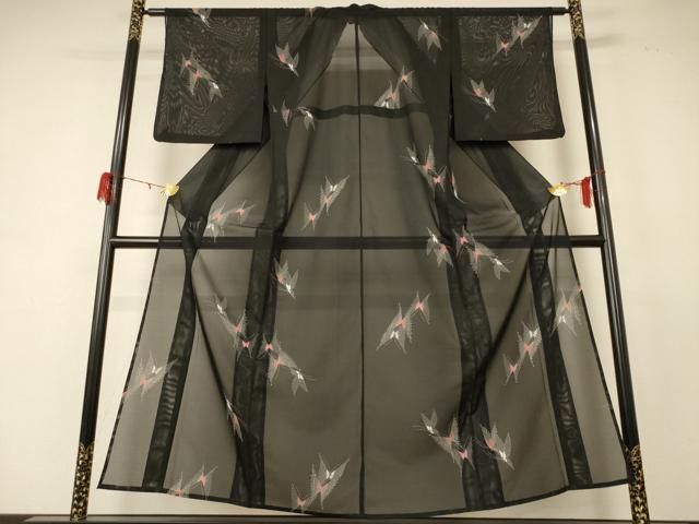 平和屋着物 夏物 小紋 絽 舞蝶文 洗える着物 jd