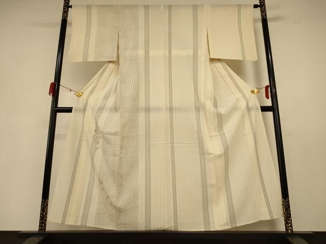 平和屋着物 夏物 小紋 絽 刺繍 草花文 正絹 jd