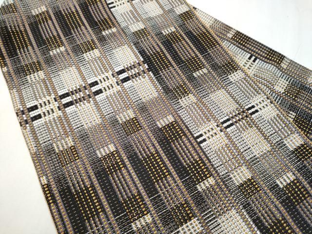 平和屋着物 八寸名古屋帯 格子柄 正絹 hy