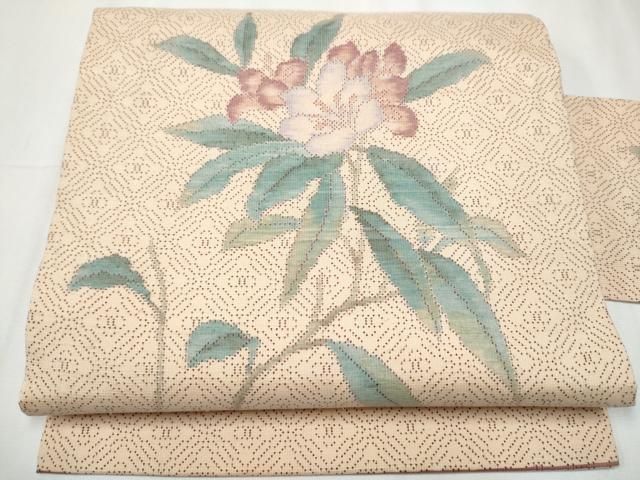 平和屋着物 本場大島紬 7マルキ 総絣 九寸名古屋帯 枝花文 正絹 hy