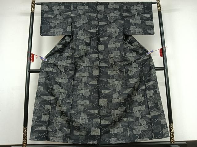 平和屋着物 上質な紬 単衣 籬文 正絹 jh