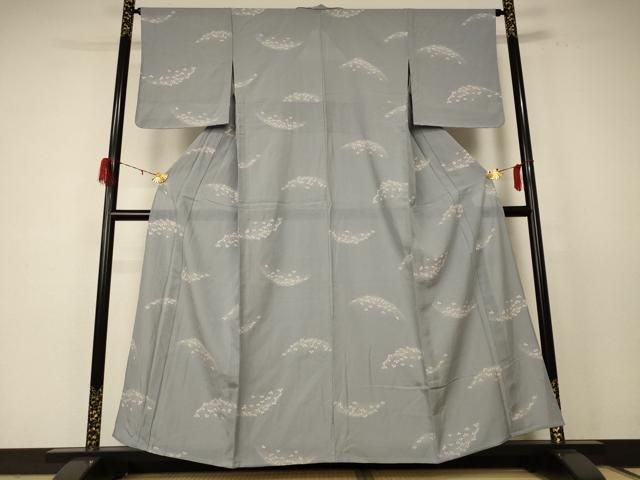 平和屋着物 夏物 小紋 絽 舞花文 銀彩 正絹 jd