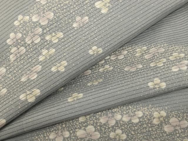 平和屋着物 夏物 小紋 絽 舞花文 銀彩 正絹 jd