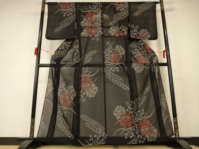 平和屋着物＊夏物 本場大島紬 夏大島 草花文 正絹 逸品 未使用