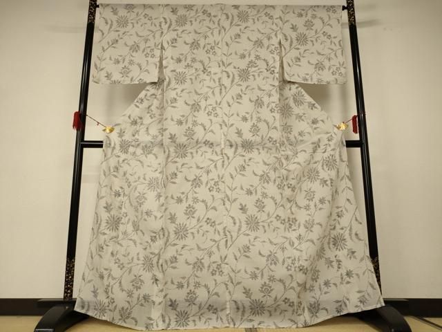 平和屋着物 夏物 小紋 紗 草花文 jd