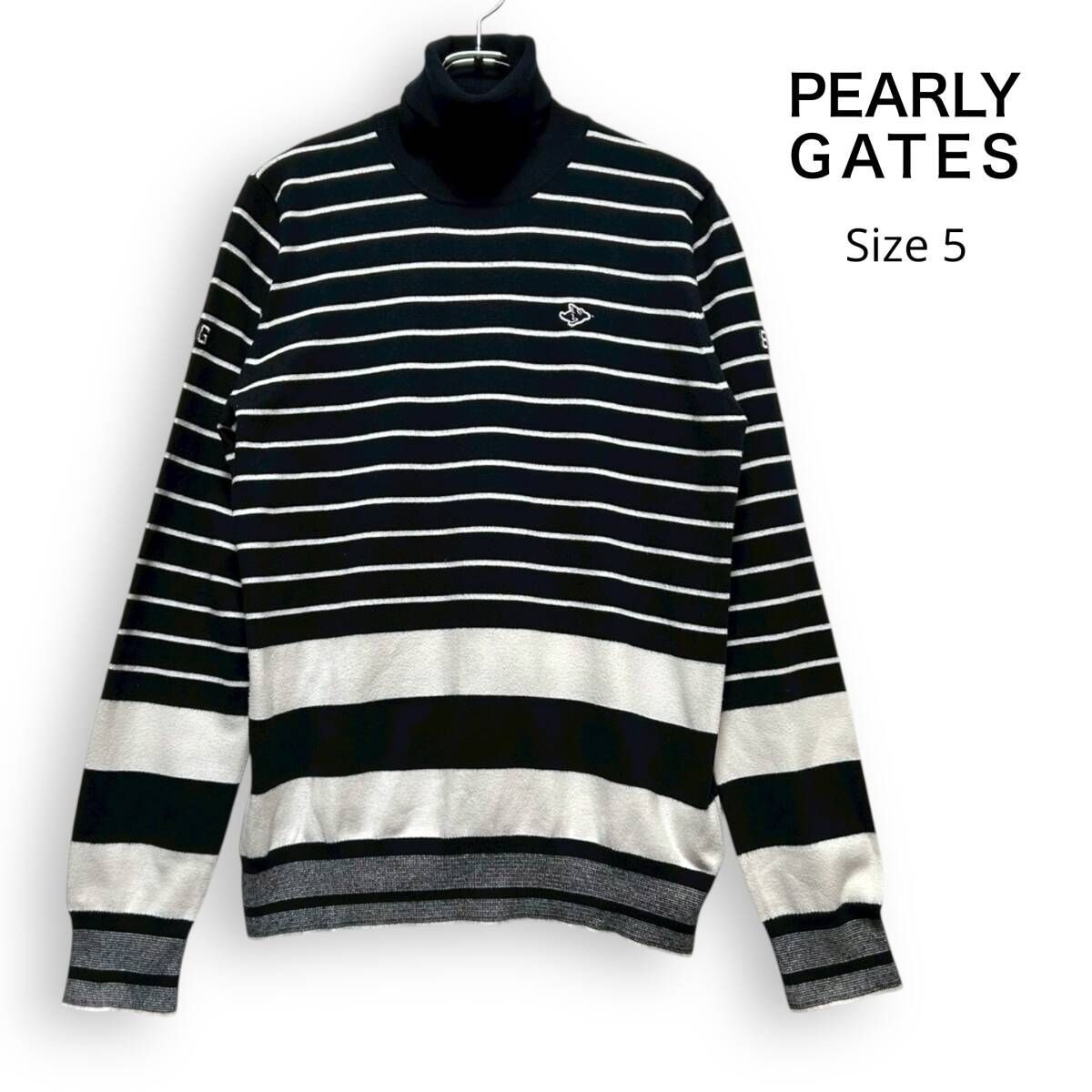 A2598/ PEARLY GATES パーリーゲイツ ストライプ ハイネック ニット 